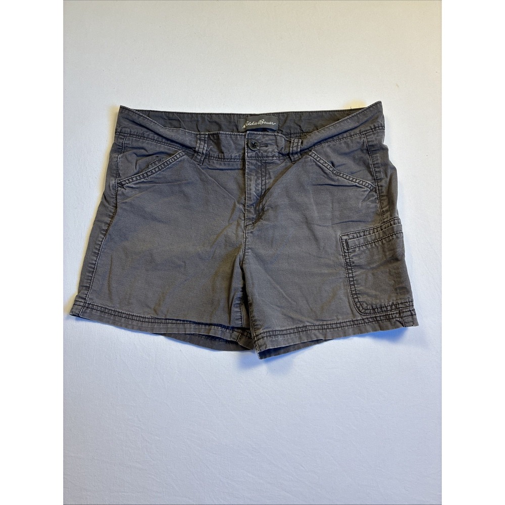 EDDIE BAUER Shorts Womens 8 Grey Cargo Pockets Summer Travel Light Stretch